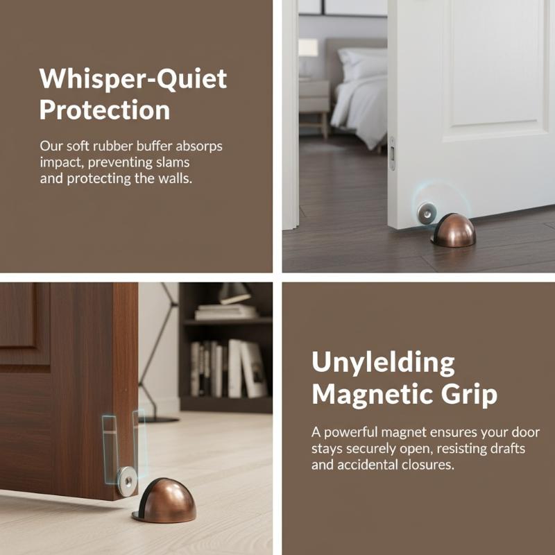 Silicone Magnetic Door Stopper 1 Set No Drill Anti Collision Buffer for Home Office Door Protection Child Safe