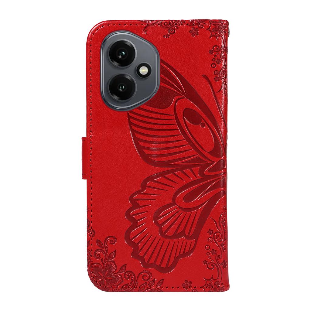 Für Honor 400 5G (Global) Case Schmetterlingsmuster PU-Leder Folio Flip Handyhülle - Rot