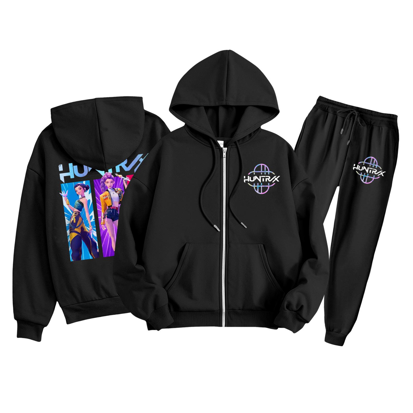 

Детская мода Толстовка с длинным рукавом, на молнии, с капюшоном, спортивные штаны с принтом, комплект толстовки с карманами 130