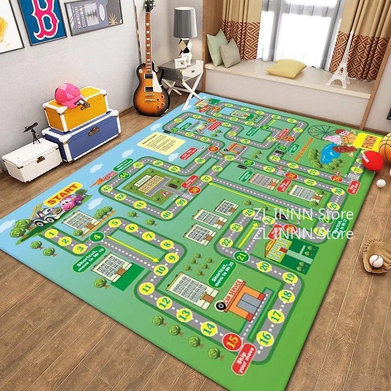 Thickened Flannel Carpet Living Room Children's Bedroom Decoration Floor Rug Cartoon Road Play Mat Soft Tatami Carpets Non-slip