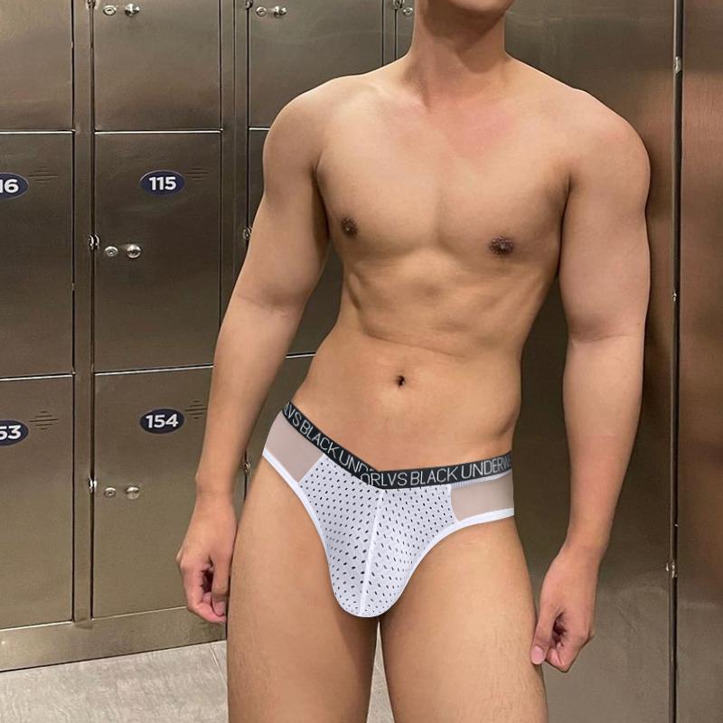 Slip en maille respirante pour homme, sous-vêtement de sport taille basse transparent à séchage rapide, sous-vêtement convexe en U pour homme