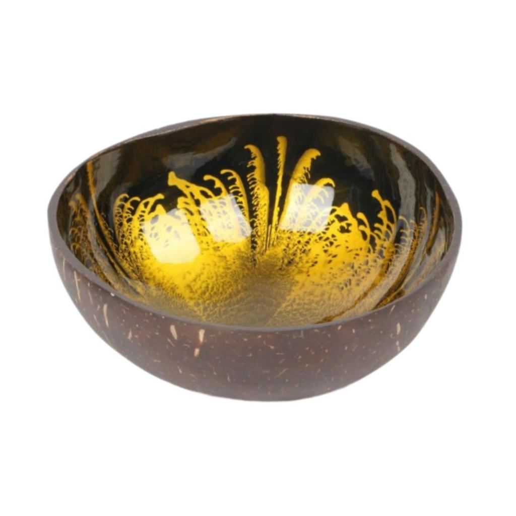 Round Coconut Container with Pearl Inlay for Keys Candy Nuts Fruits Entryway