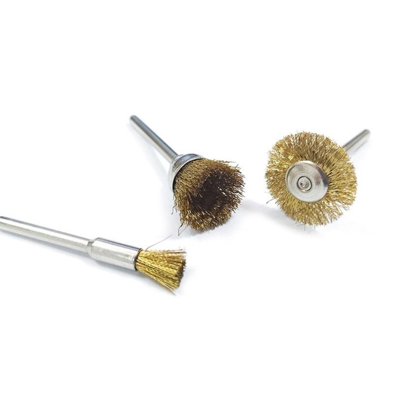 10pcs Copper Wire Wheel Brushes 3mm Mandrel For Precisions Cleaning And Rusts Removal For Metalwork And DIY Projects