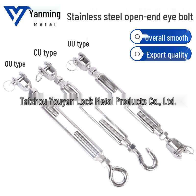 304 Stainless Steel Open Body Wire Rope Turnbuckle Tensioner OU Turnbuckle M5