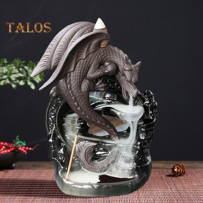 Drachen-Räuchergefäß aus Keramik mit geflügeltem Drachen, Rückfluss-Räucherstäbchenhalter, Wasserfall-Räuchergefäß für Meditationszimmer und Schlafzimmer