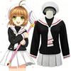 Fantasia Cosplay de Cardcaptor Sakura Kinomoto, Uniforme Clássico de Marinheiro com Chapéu para Festa de Halloween e Eventos de Cosplay de Anime