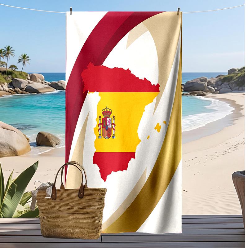 Asciugamano da Spiaggia Stampa Calcio Spagna Asciugatura Rapida Super Assorbente Morbido Asciugamano da Bagno per Nuoto Spiaggia Viaggio Souvenir Regalo