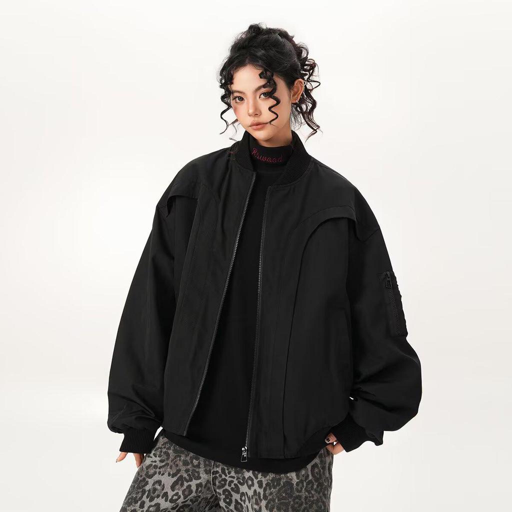 Giacca Bomber Pilota Americana Retrò Primavera/Autunno 2026 - Corta Decostruita Streetwear Baseball Giacca Esterna