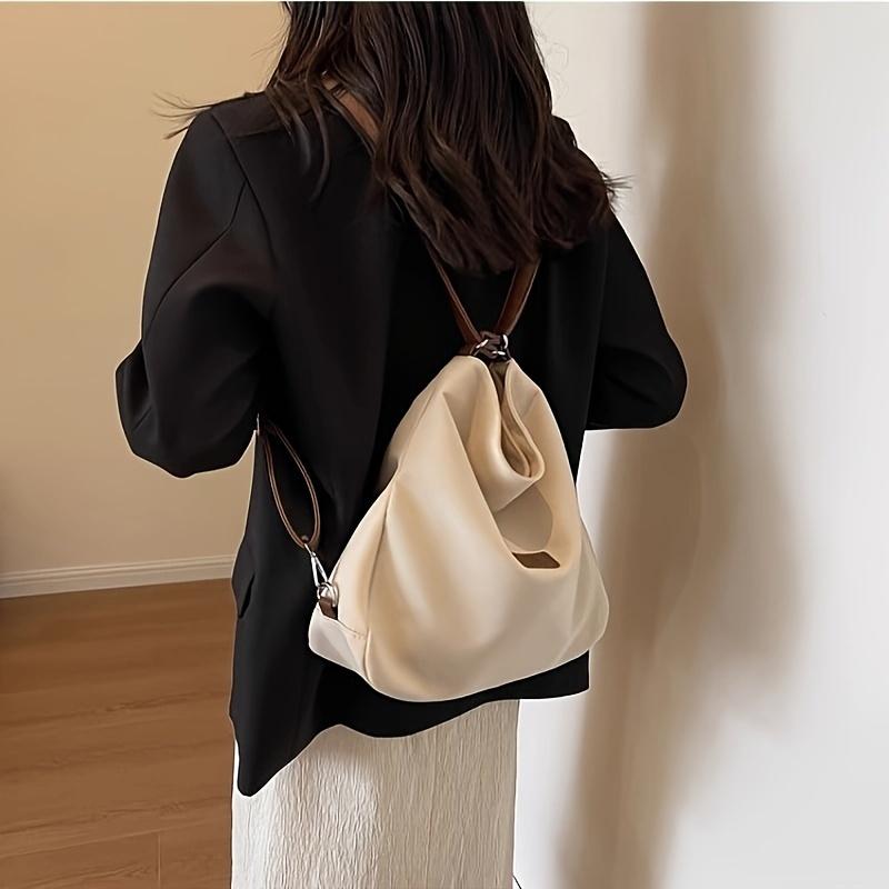 Chic Canvas Tote Bag For Girls Adjustable Strap Casual Style Perfect For Work & School Large-Capacity Commuter Single-Shoulder Cross-Body Backpack