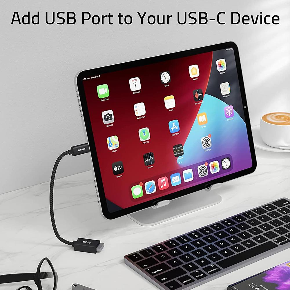 SYNTECH CA2Black 2 Stück USB-C Stecker auf USB-A Buchse Konverter Wärmeableitender Aluminiumlegierungsadapter