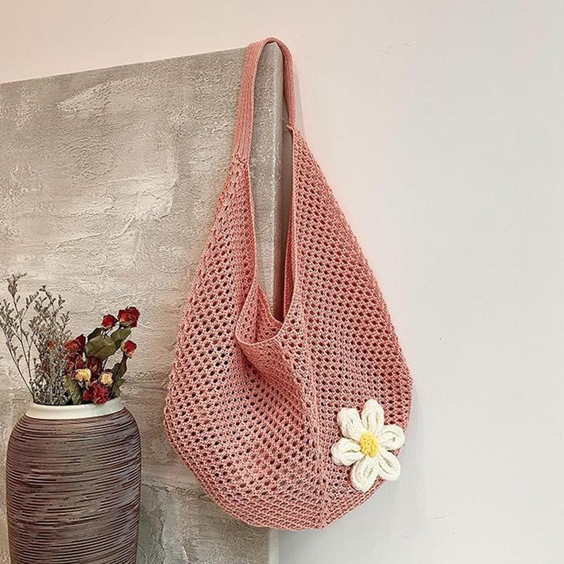 Trendy Hollow Out Weave Straw Bag Bohemian Beach Handbag Hollow Tote Bag Large Capacity Shopping Beach Bag