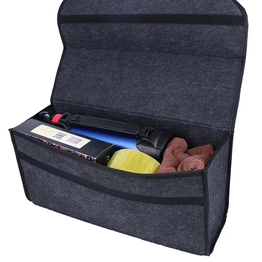 2026 Trunk Organizer With Lid Sturdy Car Storage Bag Collapsible Trunk Organizer Soft Felt Storage Box For Car Trunk Grocery Suv