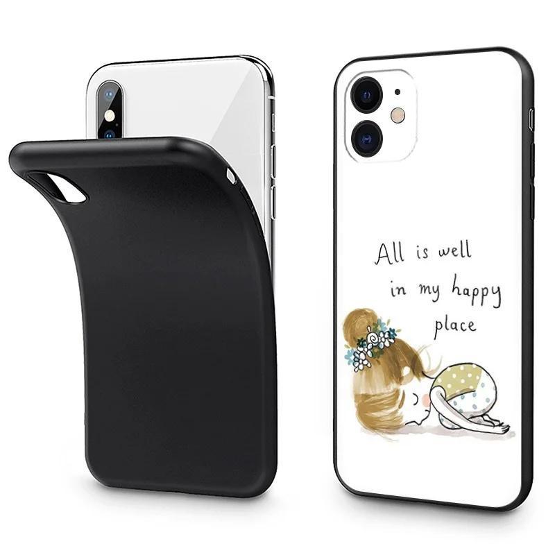 Applicable Iphone15Pro Mobile Phone Case Cartoon Cute Yoga Girl Mobile Phone Case Hair Painting Anti-Drop
