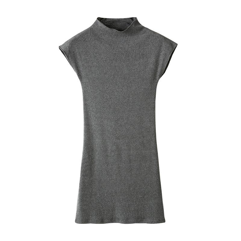 Spice Girl Semi-turtleneck Elastic Slim Dress Children Summer Skinny Short Sleeve Knitted Bottom Hip Wrap Skirt