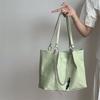 New In Women's Green Leather Underarm Shoulder Bags Fashion Large Capacity Tote Bags Commuter Big Shopper Bags Female Handbags
