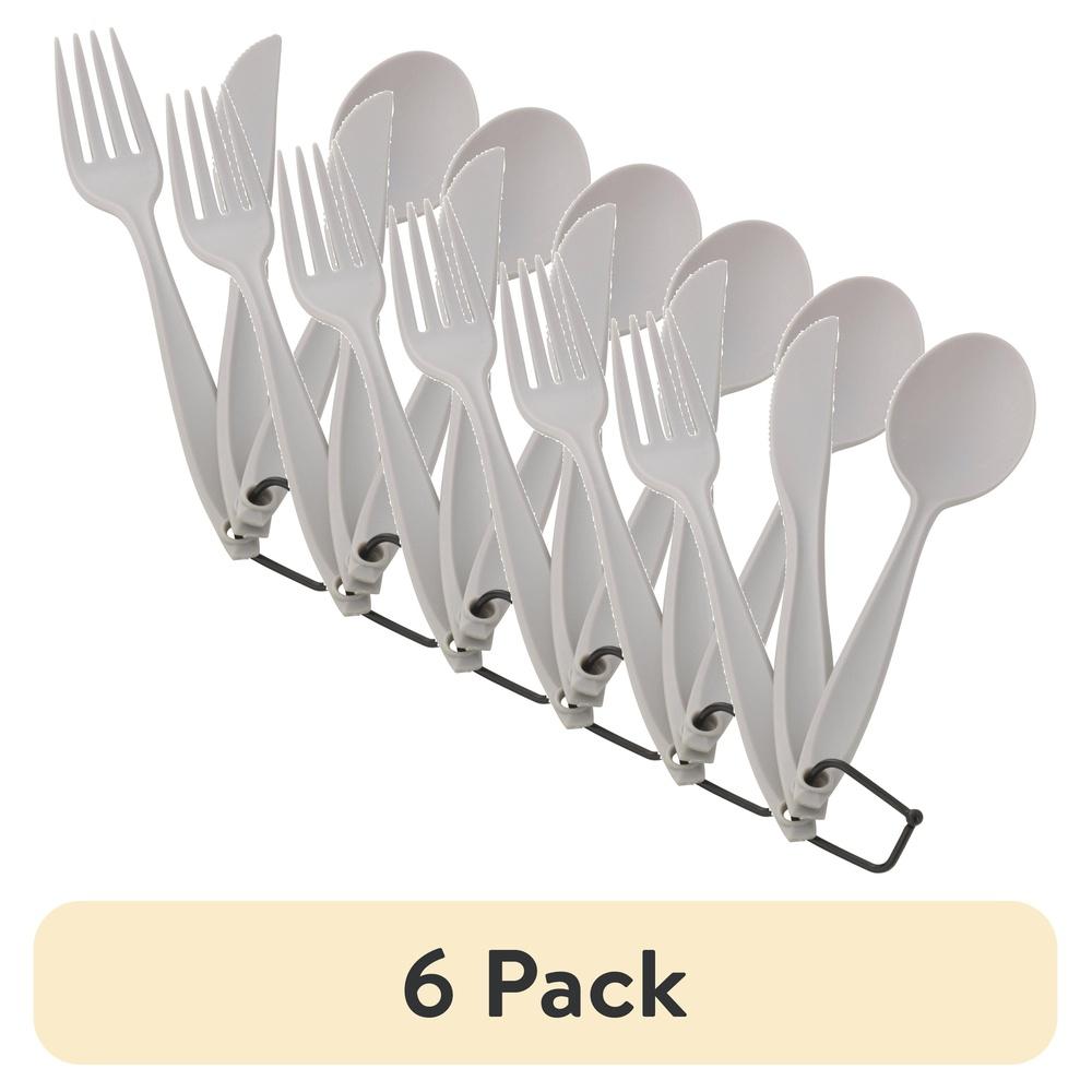 3 Piece Camping Cutlery Set Reusable Plastic Fork Spoon Knife Set Dishwasher Safe Lightweight Portable Outdoor Utensils 6 Pack