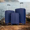 20"/24"/28" 3-Piece PP Spinner Luggage Set – Sizes with Side Handles, Hanging Hooks & Protective Feet – Integrated Combination Lock(Blue)