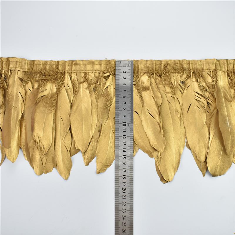 2Meters Gold Silver Goose Feathers On Tape Trims Ribbon Dress Feather Fringe Trim Plumes Clothes Wedding Needlework Decoration