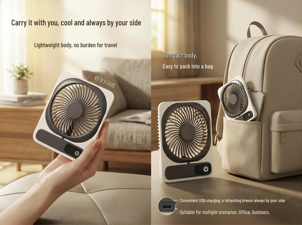 Ultra-thin Wall-mountable High Wind Power Handheld Desktop Fan for Dormitory and Office