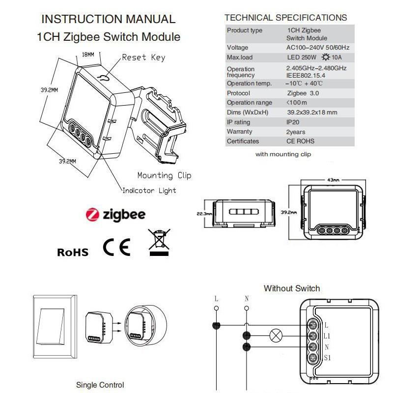Tuya Zigbee Alexa-Enabled Smart WiFi Switch Module for Voice and APP Control