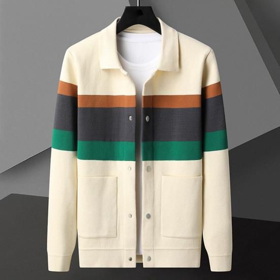 Cardigan pour homme, pull col rabattu, col en V, manches longues, poches, simple boutonnage, veste élastique tricotée, automne hiver