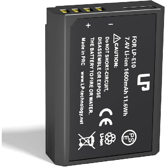 LP LP-E10 Battery Rechargeable, Charger Compatible with Canon EOS Rebel T7, T6, T5, T3, T100, 4000D, 3000D, 2000D, 1500D, 1300D, 1200D, 1100D & More