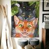 Tapisserie murale Guerrier chat Accrochage mural esthétique Couverture en tissu imprimé Tapisseries décoratives pour chambre à coucher Salon Décoration de maison