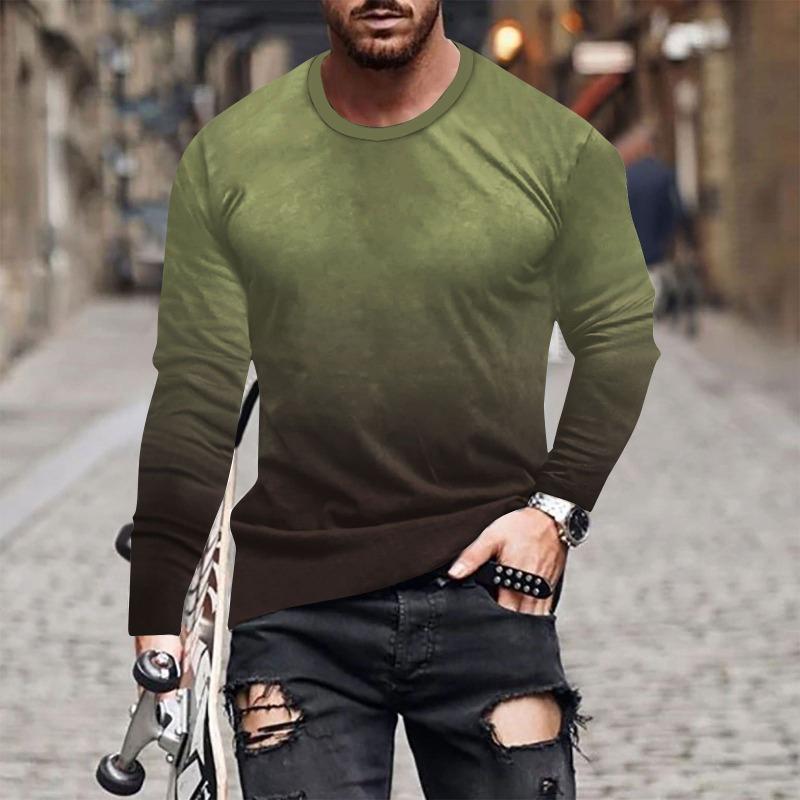 Forever Men Heren lente- en herfst T-shirt met lange mouwen Heren losse ronde hals hoodie 3D-geprint bedrukte top met lange mouwen 4XL