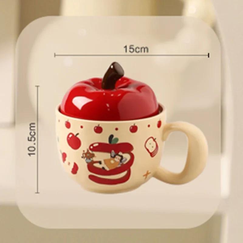 

Рождественские креативные яблочные кружки для домашнего завтрака, овсяное молоко, керамическая чашка для офиса, послеобеденный чай, изысканные кофейные чашки 400ml