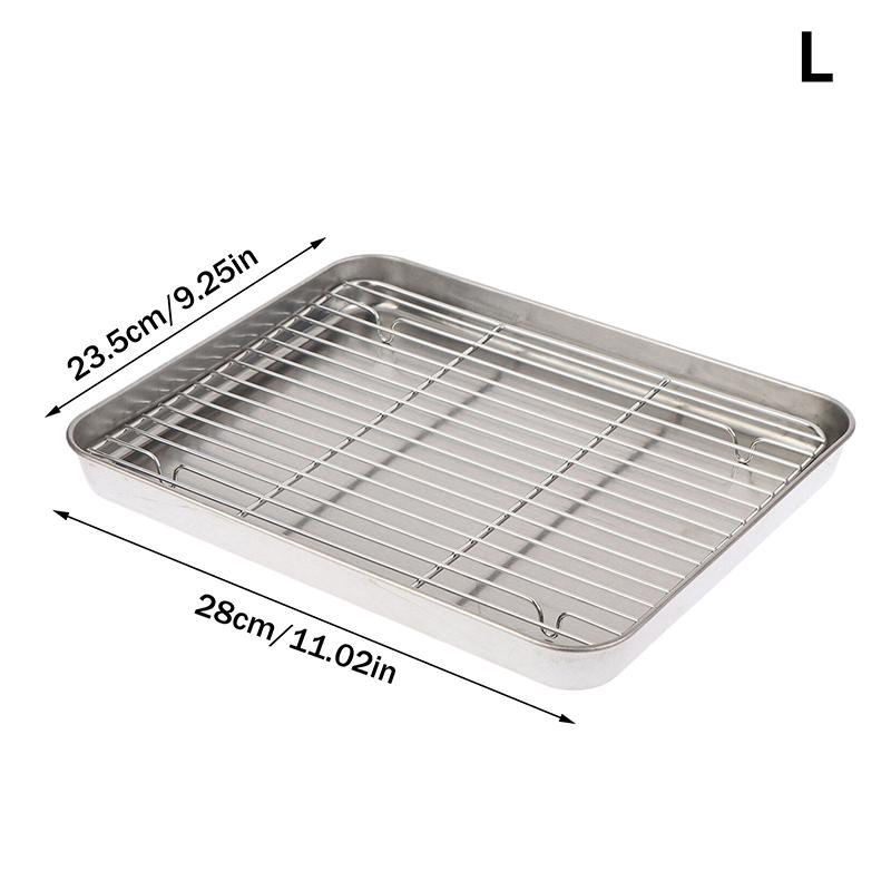 Stainless Steel Baking Pan Tray With Wire Rack Cake Baking Bbq Pan Tray Removable Cooling Rack Oven Cooking Grilling Tool