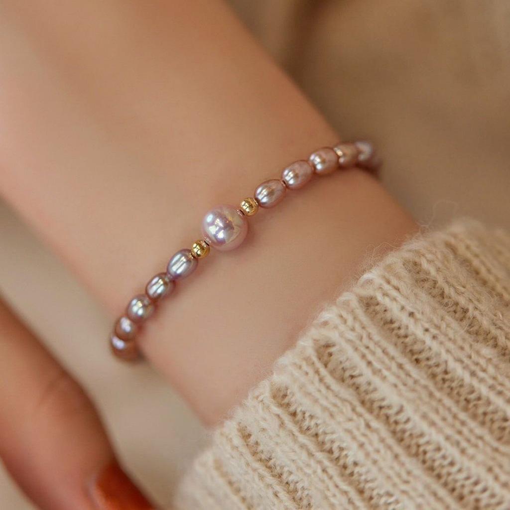 Korean Style Natural Freshwater Pearl Bracelet - Elegant, Colorfast Gift for Girlfriend