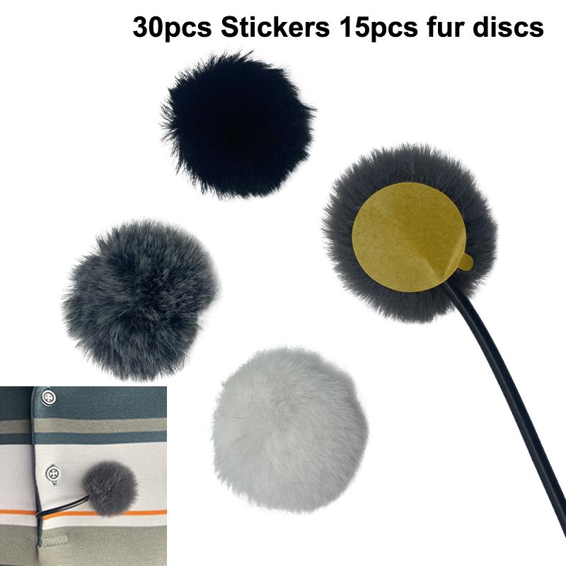 1Set Reusable Furry Soft Covers With Sticker That Provide A Shield Against The Wind For Lavalier Mics