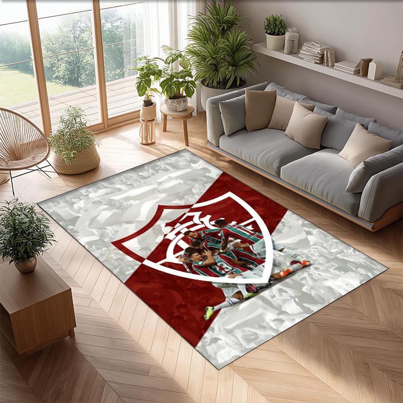 Fluminense FC Printed Crystal Velvet Area Rug, Soft Anti-Slip Water Absorbent Floor Mat for Living Room Bedroom