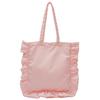 French Cloud Lace Shoulder Bag with Lace Edges Pleated Harajuku Style Satin Bow Handbag New Women's Large Capacity Tutoring Bag
