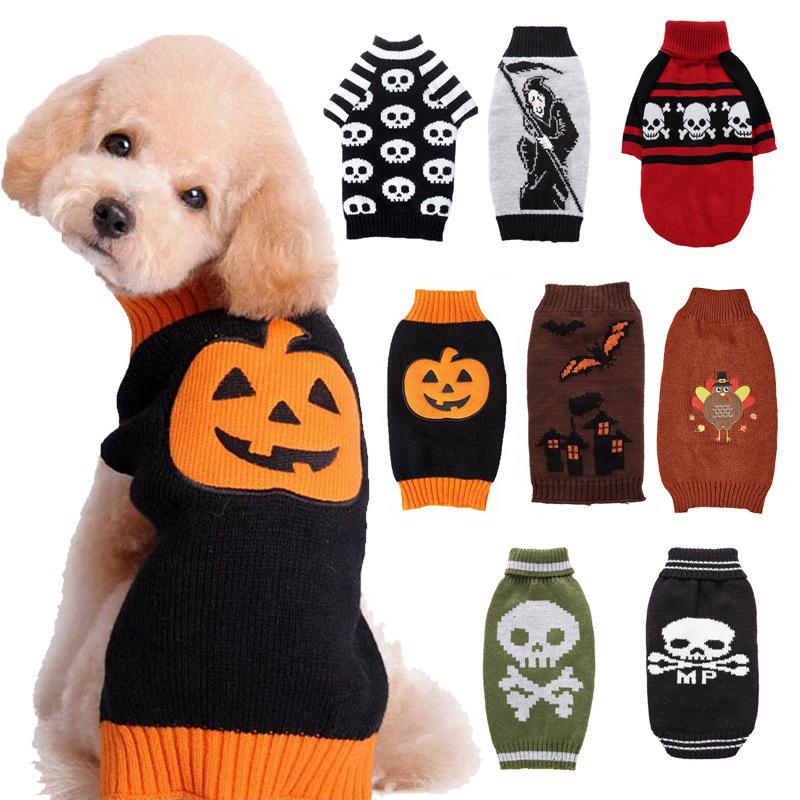 

Skull Halloween Dog Sweater - Autumn Style for Large Pets XS