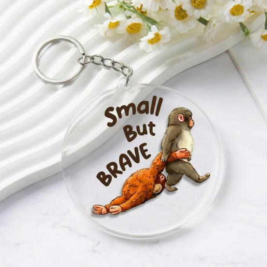 Monkey Keychain Pendant Cute 2D Flat Acrylic Pendant Punch The Monkey Holding Orangutan Plush Toy Keychain Bag Charm Gift for Friends