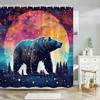 Funny Bulldog Fabric Shower Curtain Bear Deer Cow Forest Animal Vintage Style Polyester Fabric Art Shower Curtain Bathroom Decor