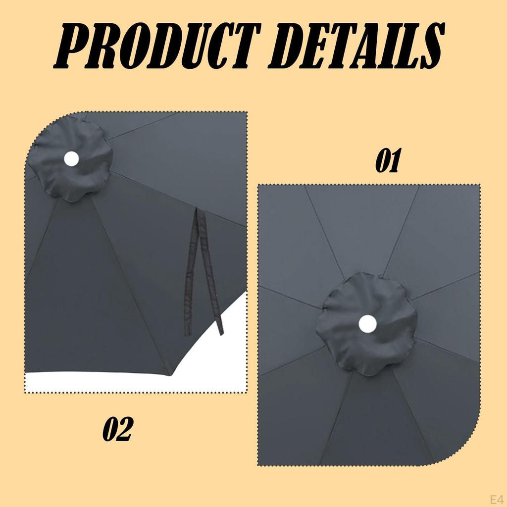 Outdoor Umbrella Table 6 Ribs Windproof Water Resistance Cover Replaces for Pool Yard