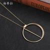 New Gold Hollow Ring Pendant, Fashionable and Simple Women's High-end Long Banquet Sweater Chain