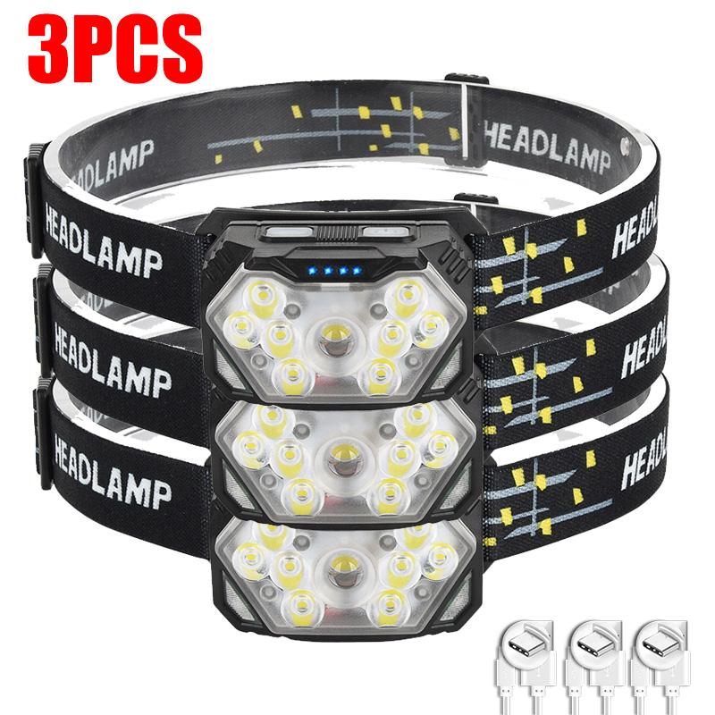9 Led Powerful Sensor Headlamp USB Rechageable Head Flashlight 6 Modes LED Headlight Camping Lantern Hiking Fishing Head Torch