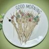 100pcs 12cm Gold Beads Bamboo Fruit Sticks Fruit Salad Snack Fork Cocktail Decor Cake Buffet Toothpicks Party Tableware Supplies