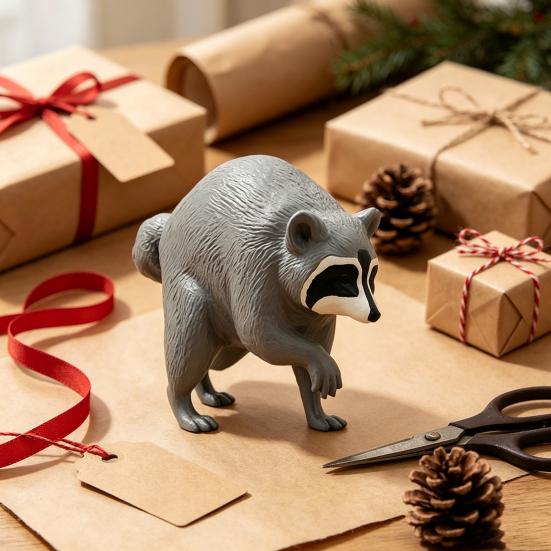 Fine Craftsmanship Ornaments 3D Printed Raccoon Figurine, Realistic Animal Statue, Decorative Desktop Ornament Durable Pla for Home Living Room