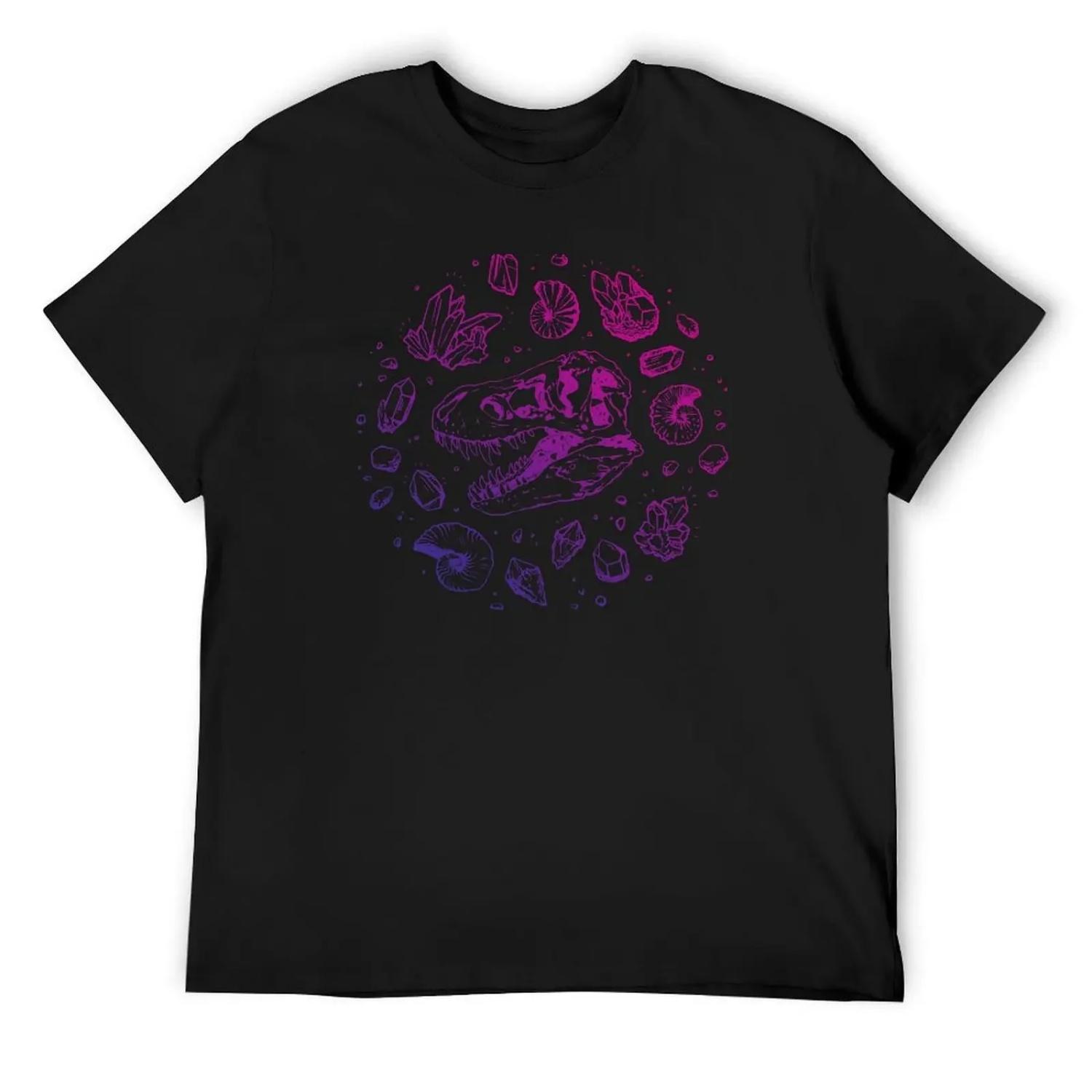 

Geo-rex Vortex _ Magenta & Purple Ombré _ Dinosaur Fossil Art T-Shirt man clothes summer clothes slim fit t shirts for men XXXXXL чорний