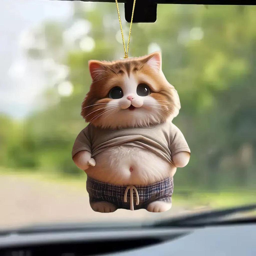 Fat Cat Dog Car Rear View Mirror Decoration Car Hanging Ornament Car Hanging Mirror