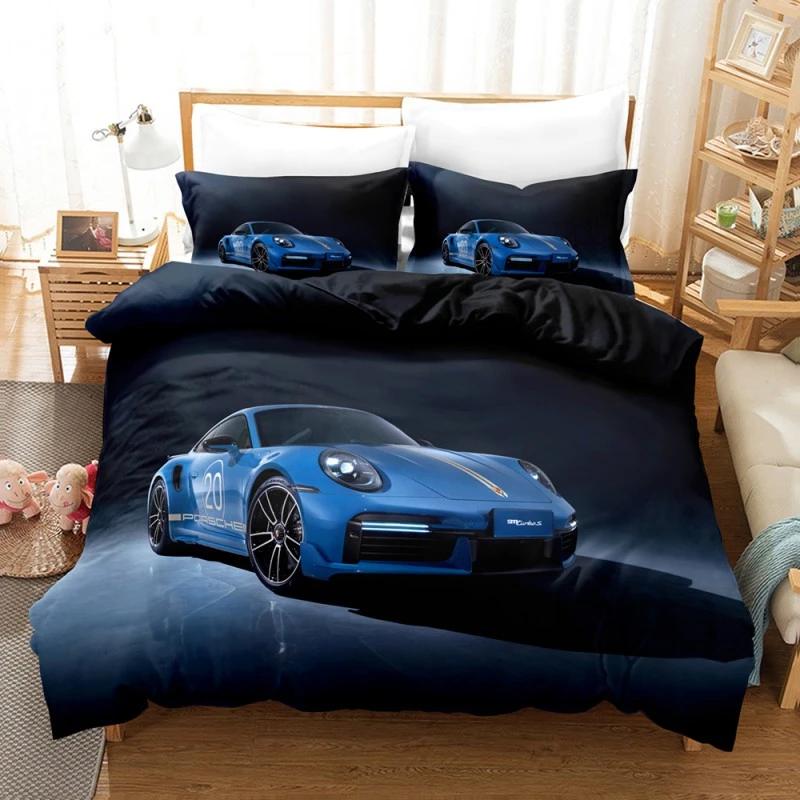 Racing Car Printed Duvet Cover with Pillowcase Bedding Set Single Double Twin Full Queen King Size 2/3pcs Polyester Quilt Cover