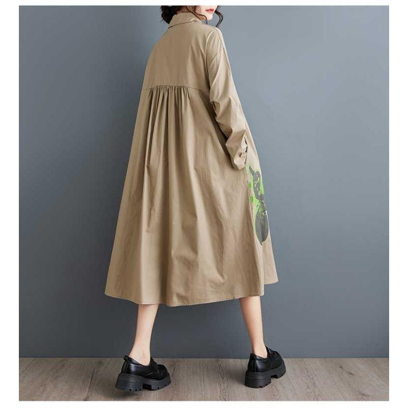 Plus Size Printed Splicing Casual Simple Sweetheart Long Sleeve Dresses