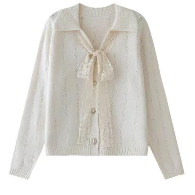 Gentle Wind Bow Lace-up Sweater Jacket Women's Autumn and Winter New Small Knitted Cardigan Top
