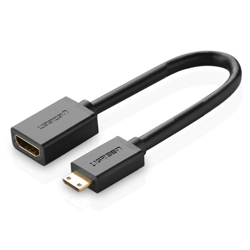 Ugreen HDMI to Mini HDMI Adapter Cable, Female to Male, 4K 60Hz, Ethernet HEC ARC, 32 Audio Channels, 22 cm, Black (20137)