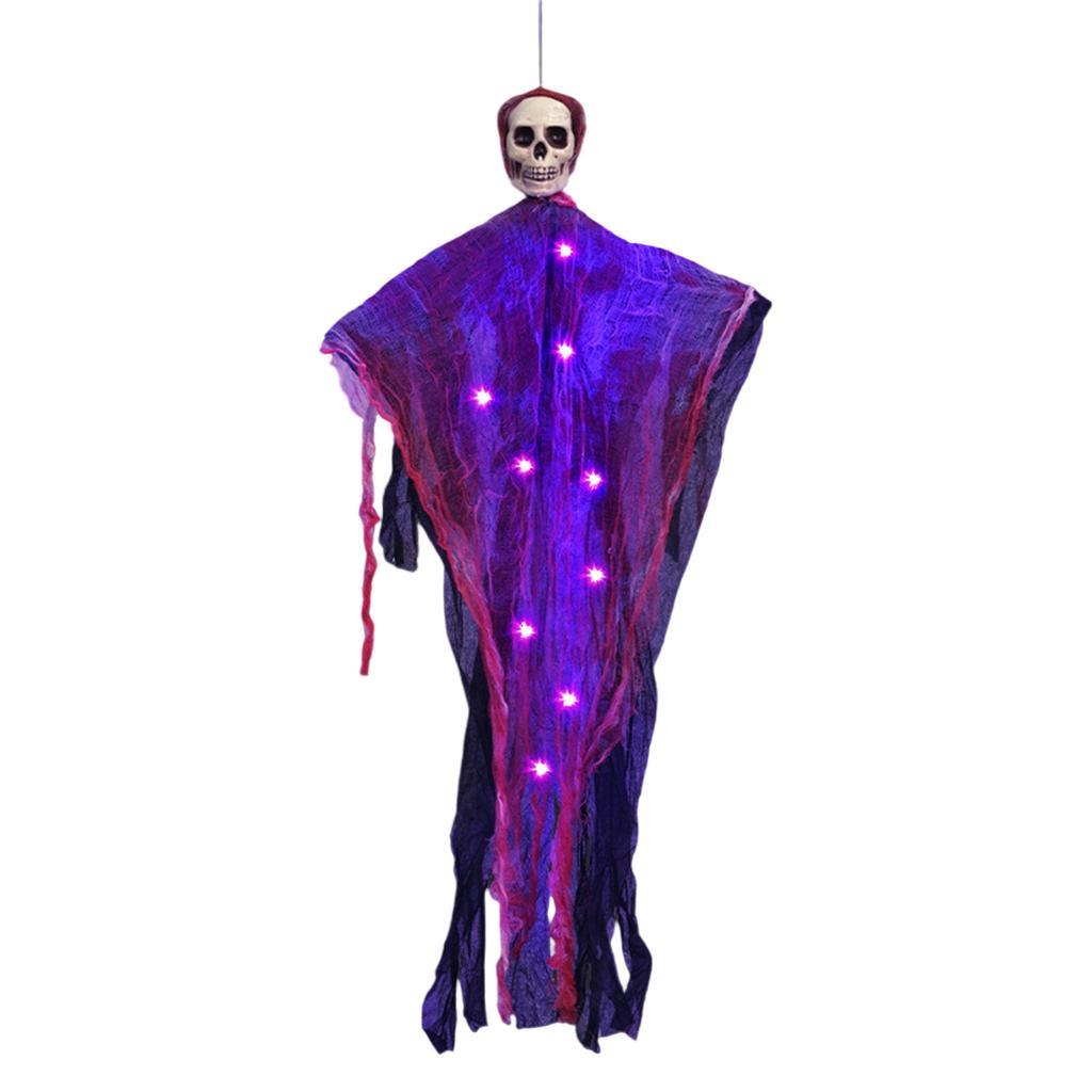 Glowing Ghostly Skeleton Hanging Decoration With LED Light Halloween Ceiling Decoration For Garden Yard Outdoor Indoor