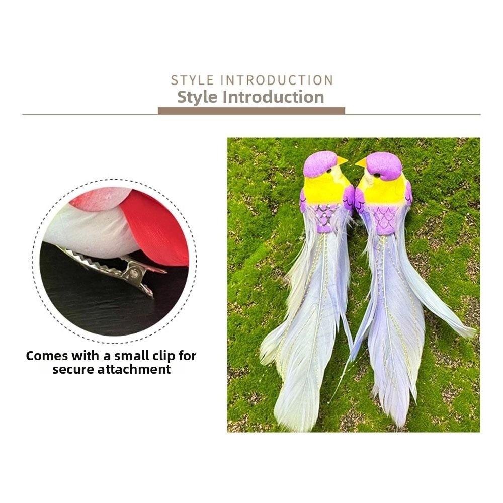 2/12Pcs New Colorful Simulation Birds with Clip Statue Artificial Foam Feather Birds Fake Bird Wedding Festival Home